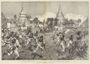 A Expedição de Burmah, Captura da Aldeia de Minhla, 2ª Infantaria de Bengala Ligeira atacando o Inimigo